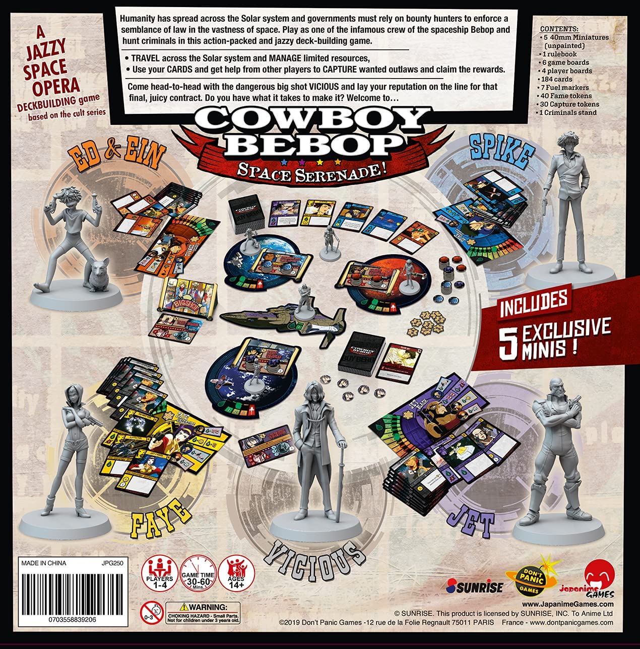 Cowboy Bebop: Space Serenade anime board game box contents
